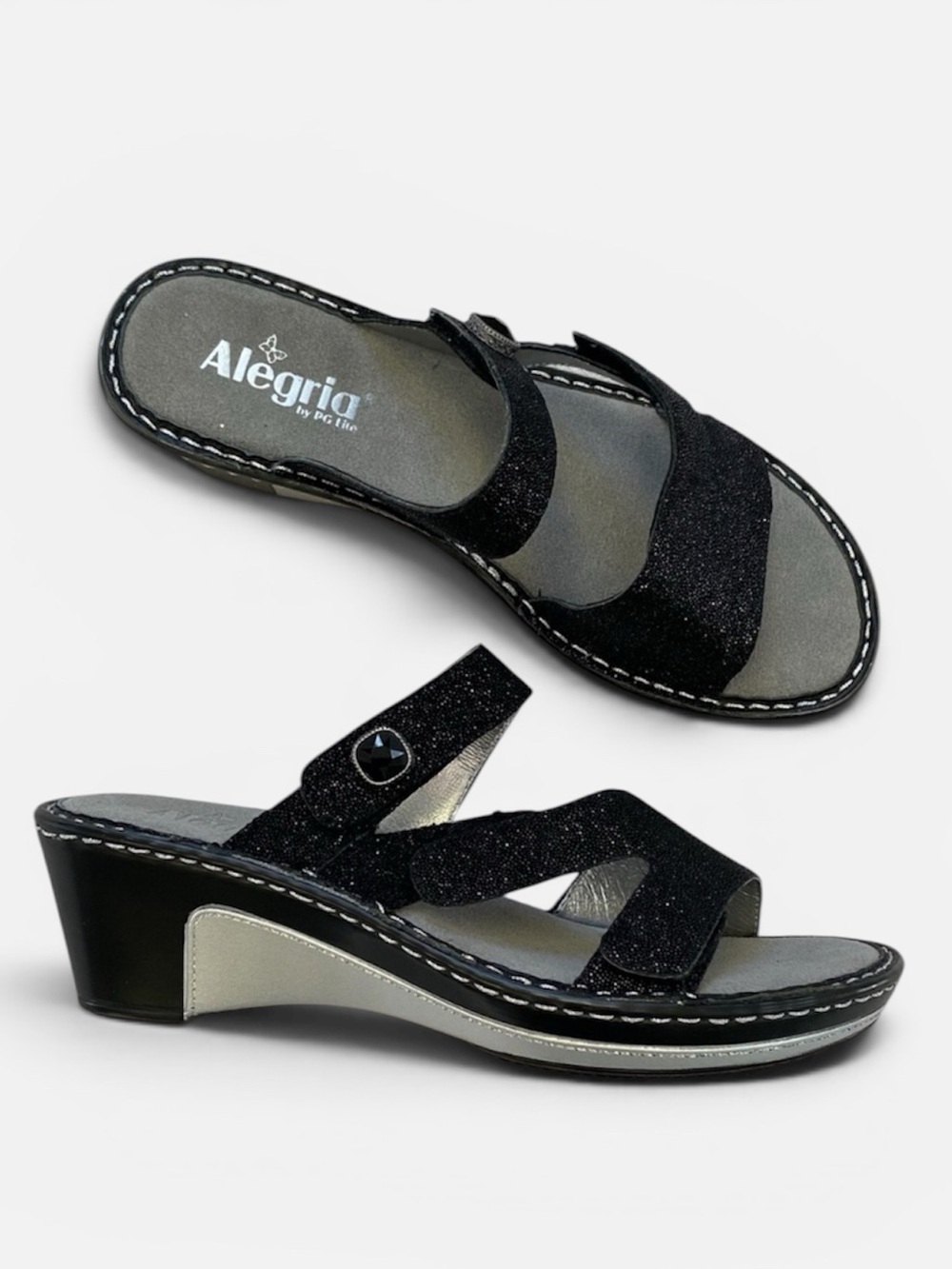 Alegria Loti Wedge Slide Sandal Glitteroti Size 40